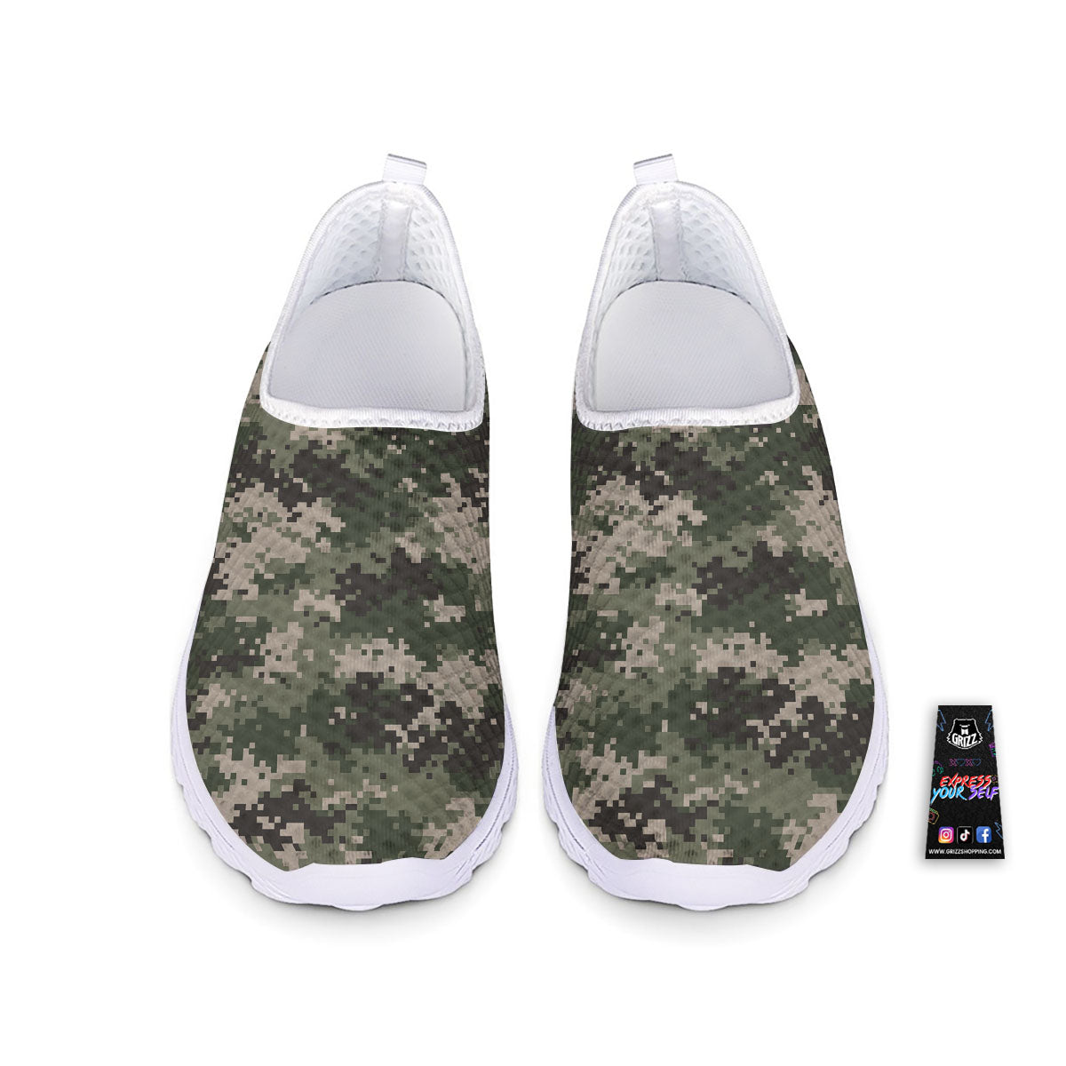 Digital Camo Military Print Pattern Nurse Shoes-grizzshop