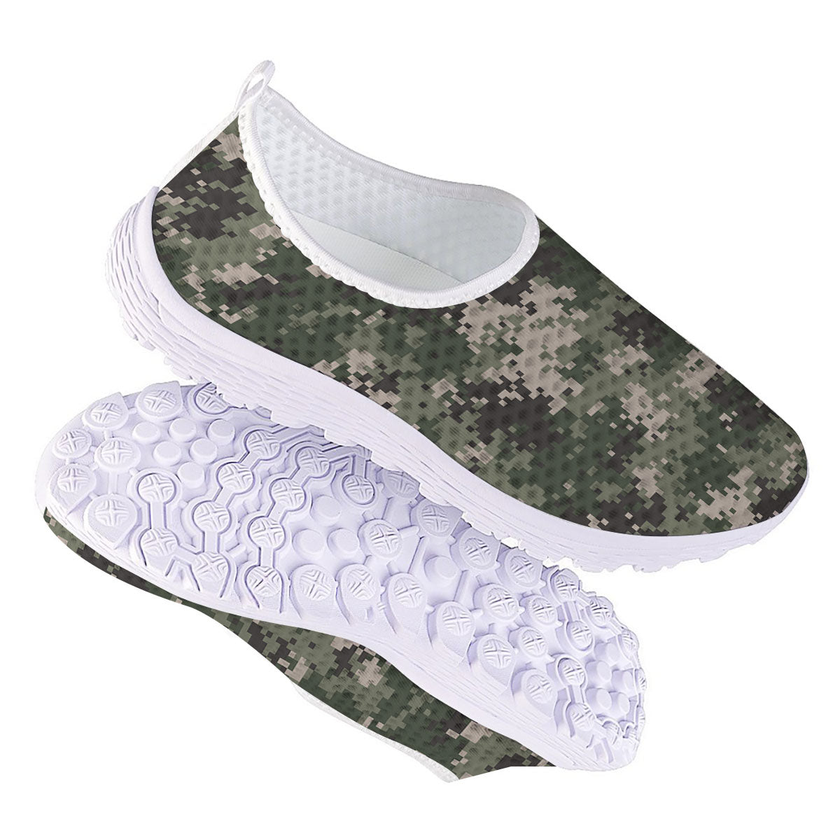 Digital Camo Military Print Pattern Nurse Shoes-grizzshop