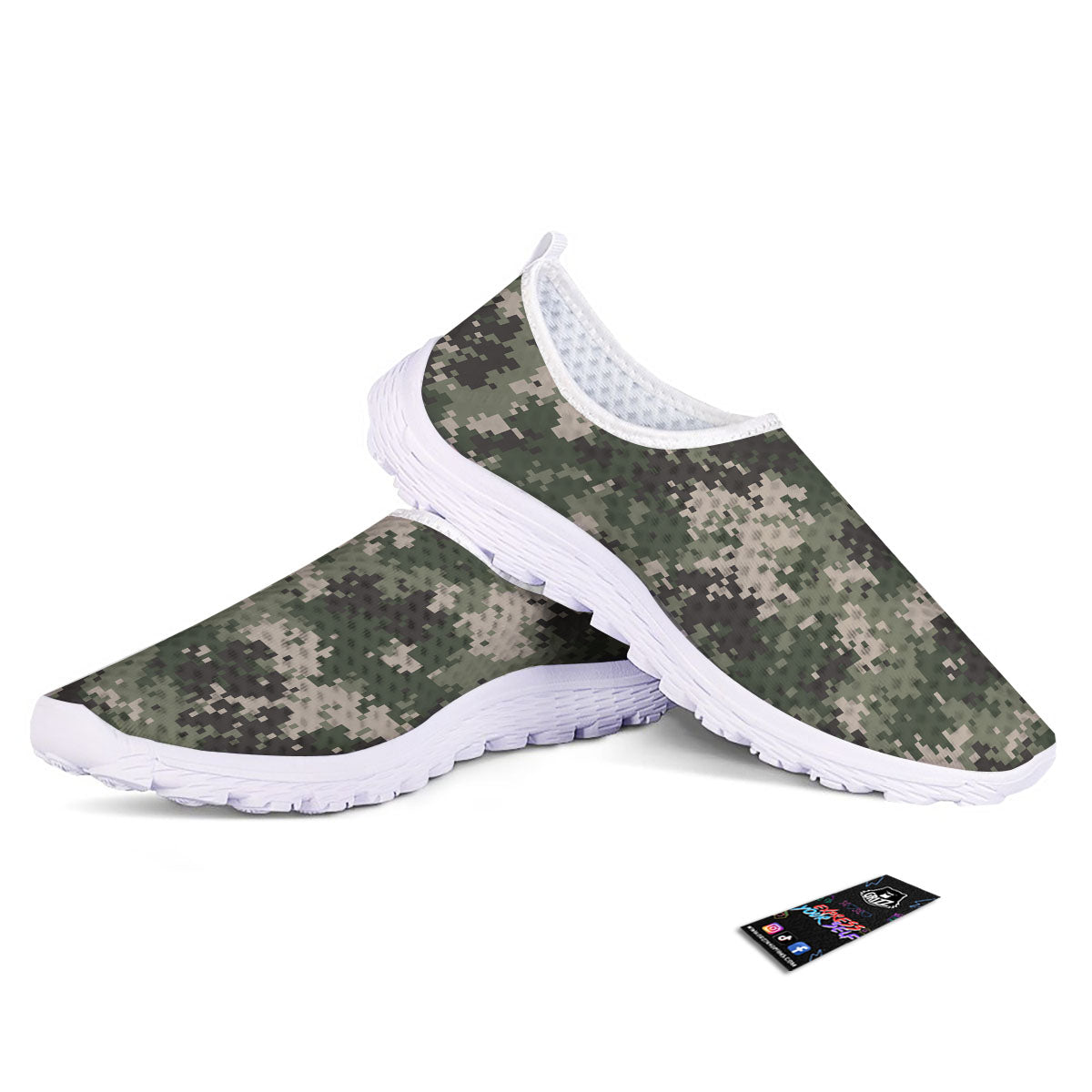 Digital Camo Military Print Pattern Nurse Shoes-grizzshop