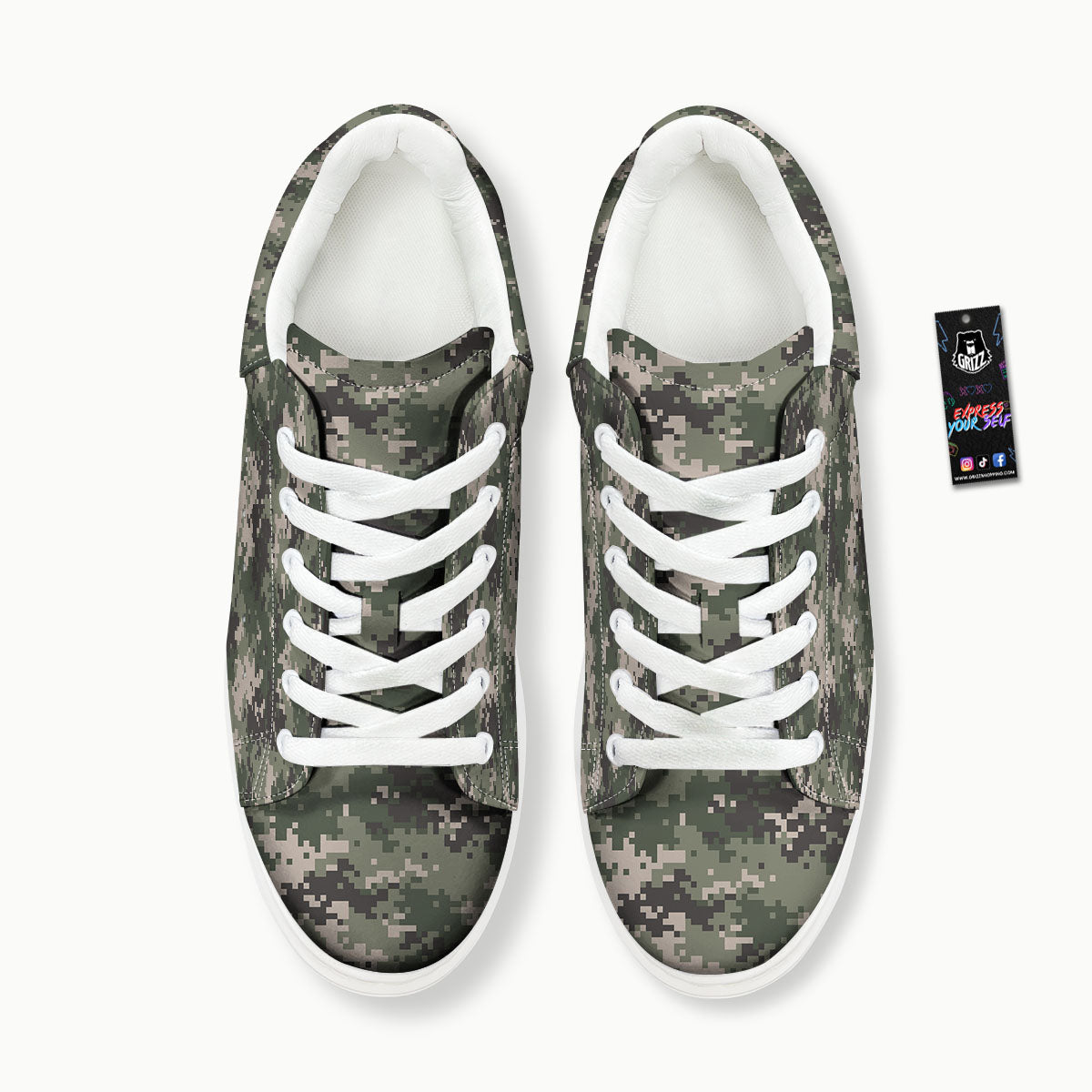 Digital Camo Military Print Pattern Platform Shoes-grizzshop