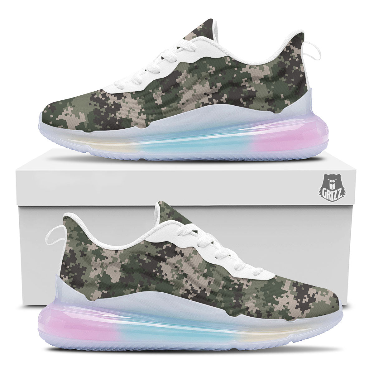 Digital Camo Military Print Pattern Running Sneakers-grizzshop
