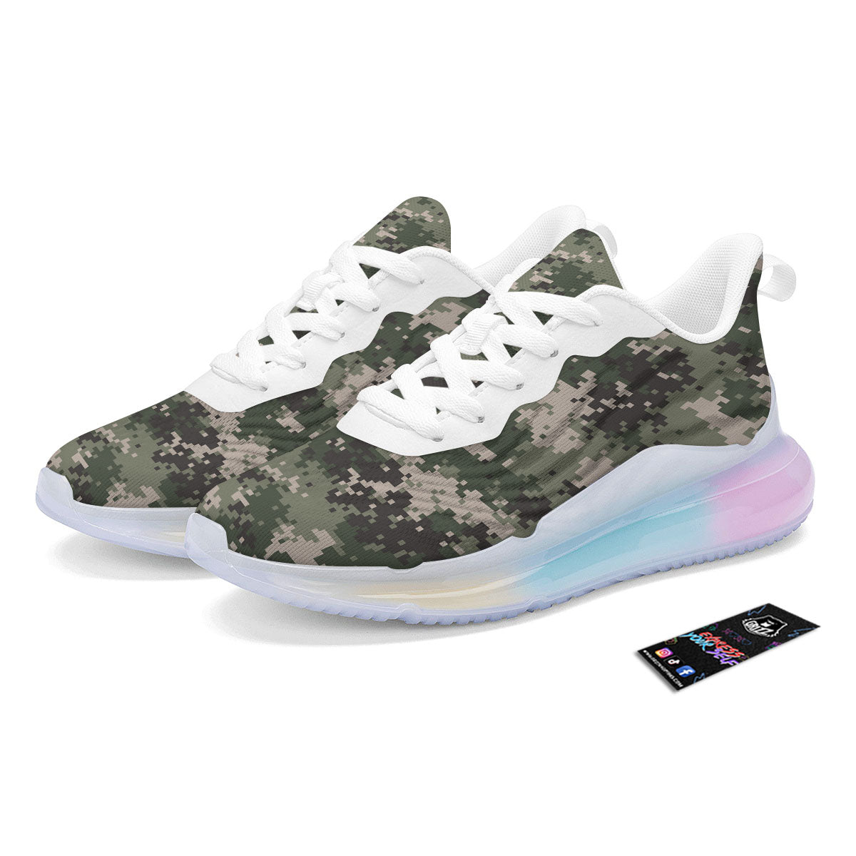 Digital Camo Military Print Pattern Running Sneakers-grizzshop