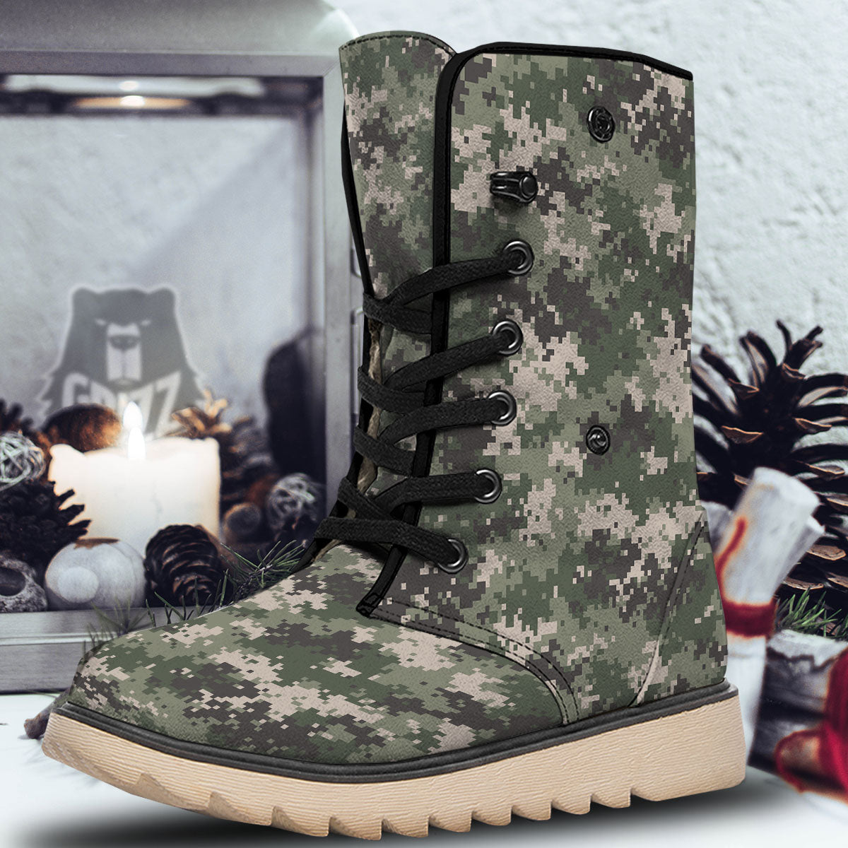 Digital Camo Military Print Pattern Snow Boots-grizzshop