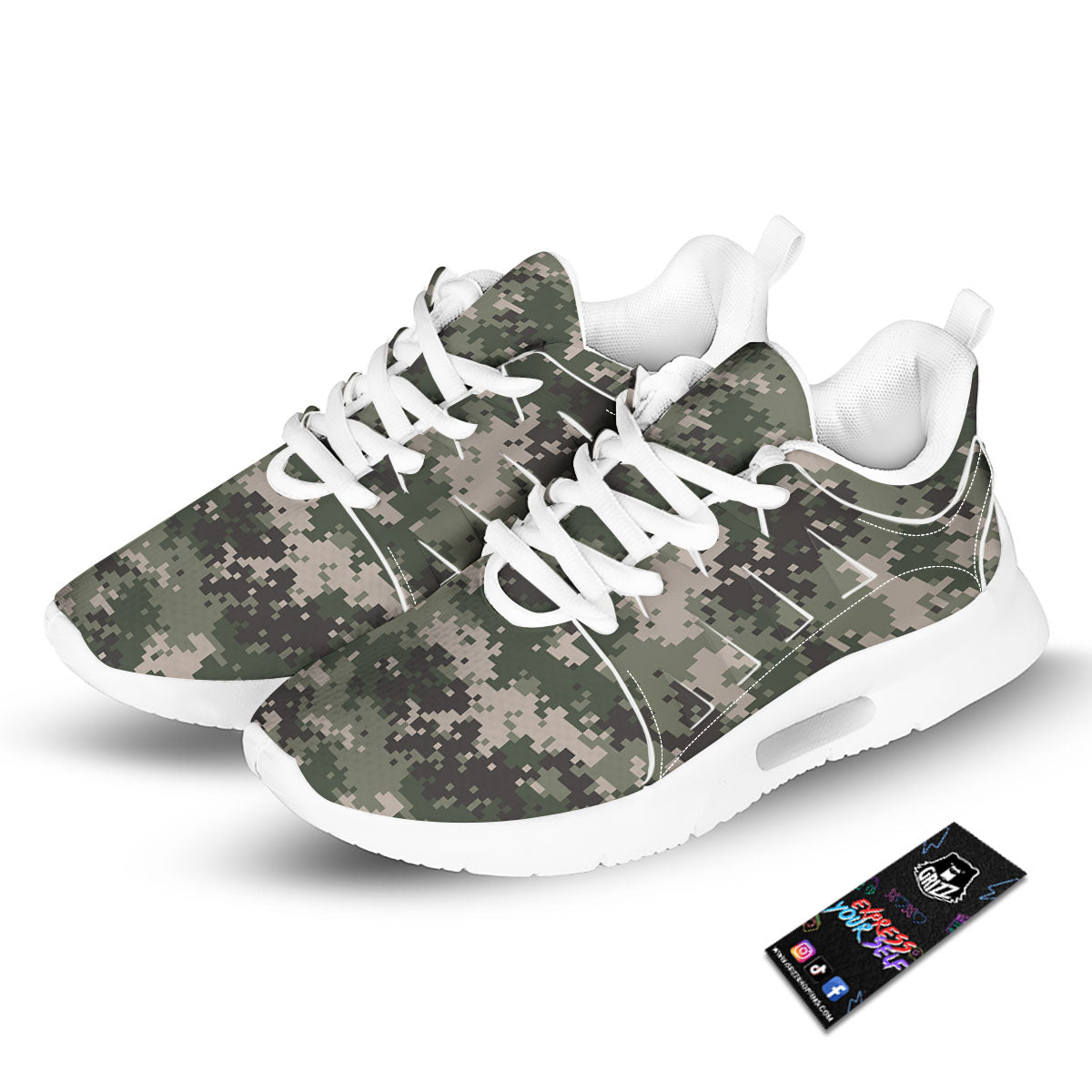 Digital Camo Military Print Pattern Tennis Shoes-grizzshop