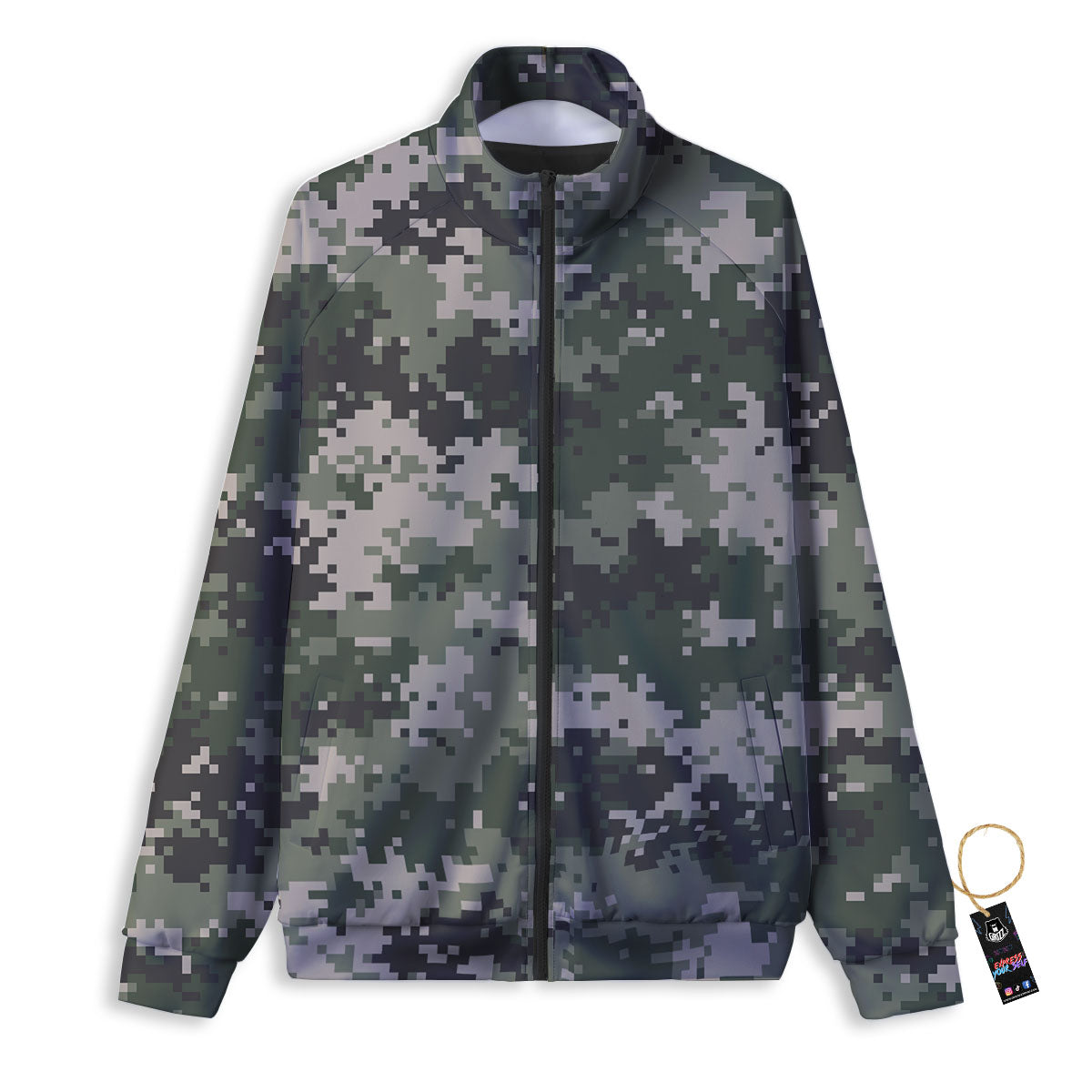 Digital Camo Military Print Pattern Track Jacket-grizzshop