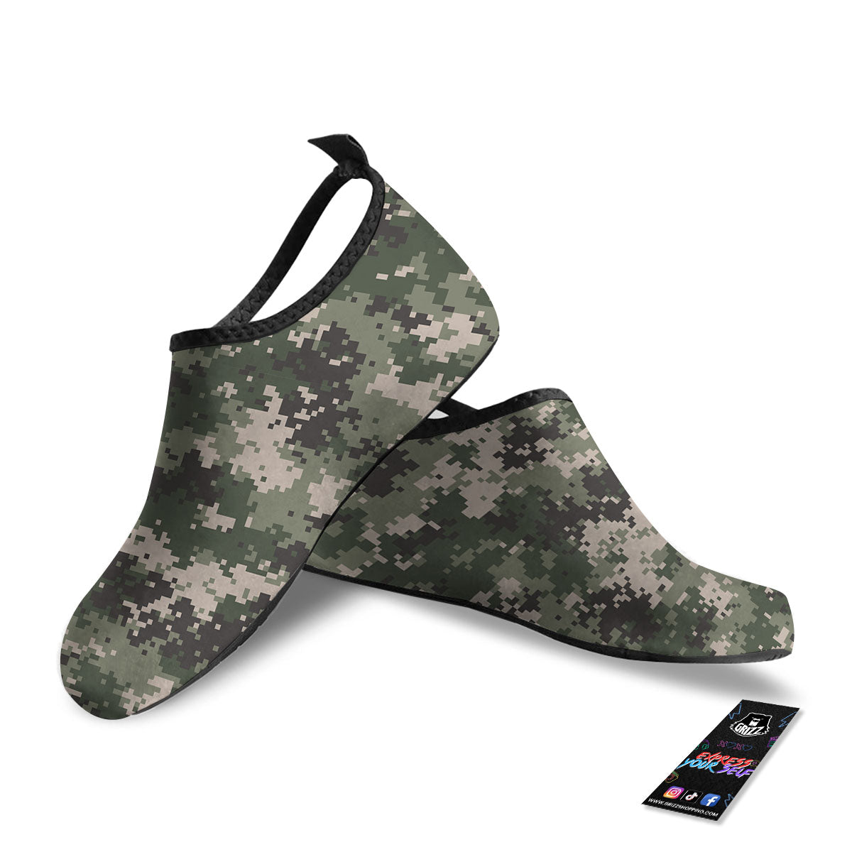 Digital Camo Military Print Pattern Water Shoes-grizzshop