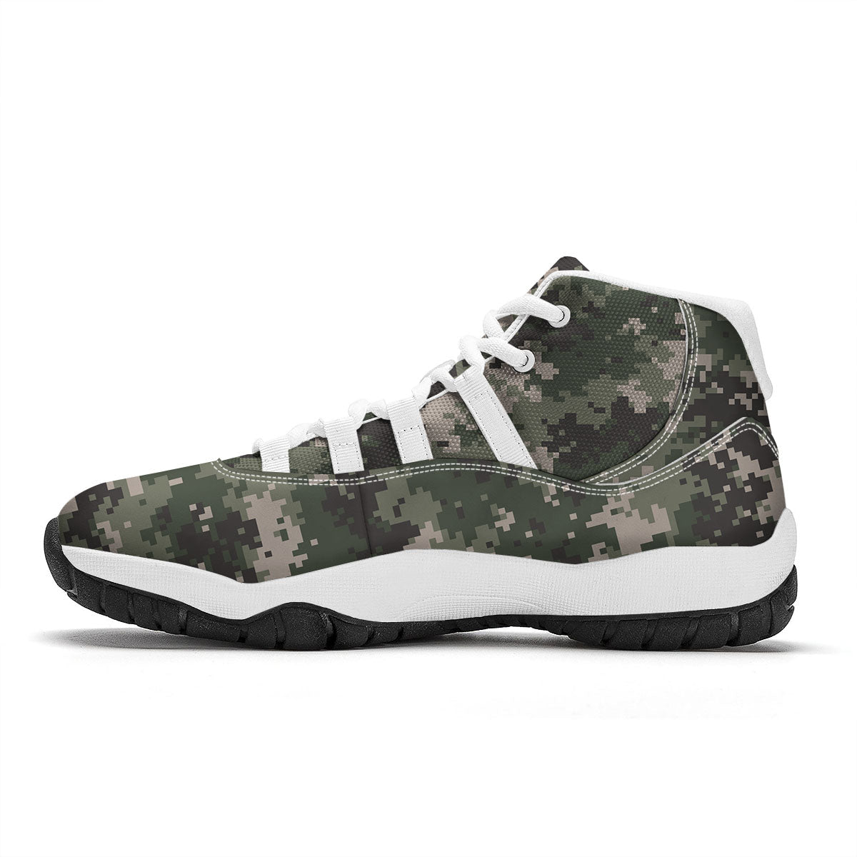 Digital Camo Military Print Pattern White Bball Shoes-grizzshop