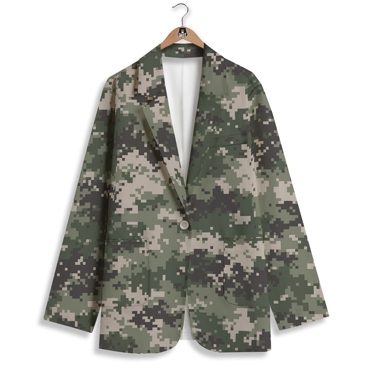 Digital Camo Military Print Pattern Women's Blazer-grizzshop