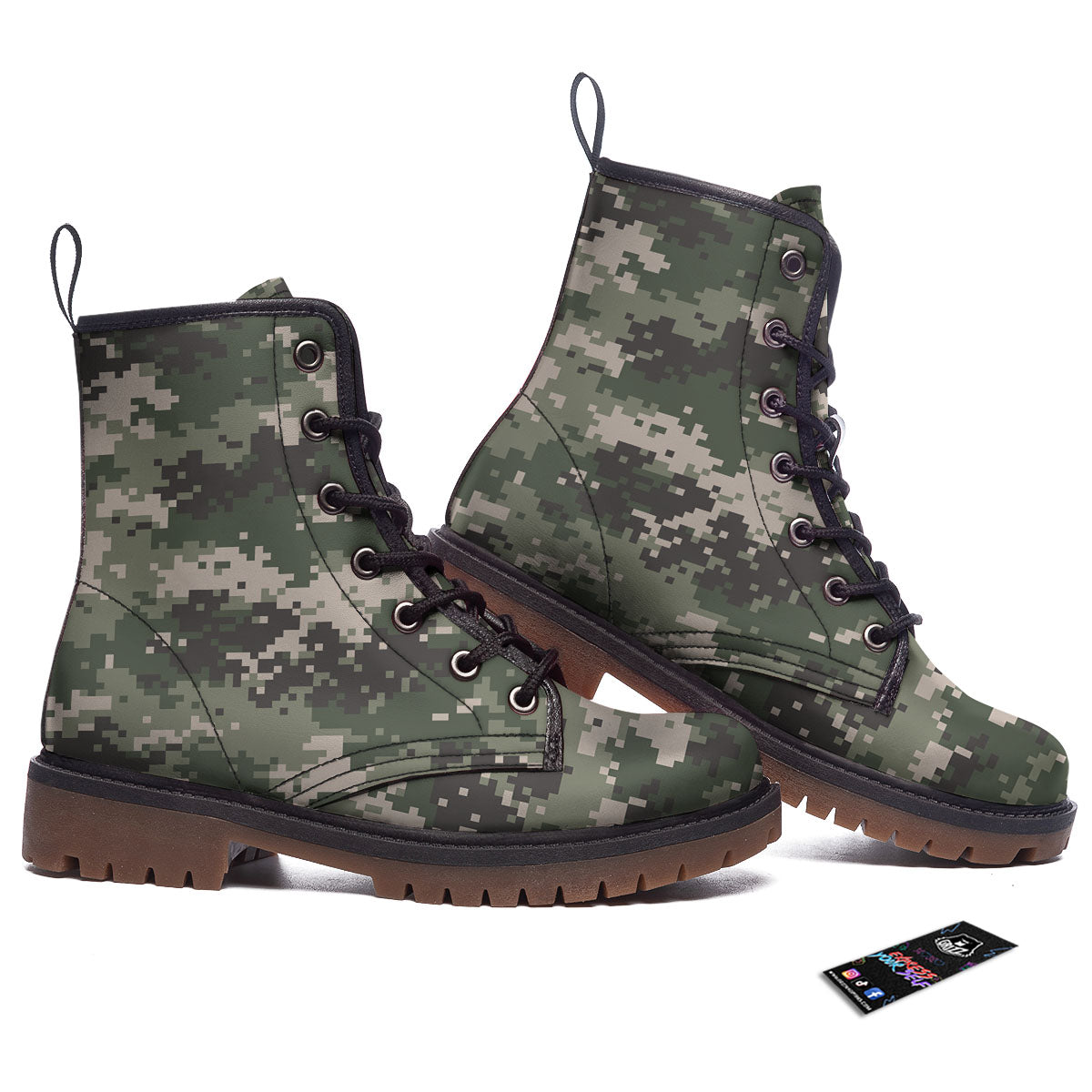 Digital Camo Military Print Pattern Work Boots-grizzshop