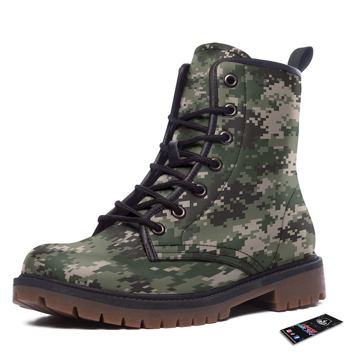 Digital Camo Military Print Pattern Work Boots-grizzshop