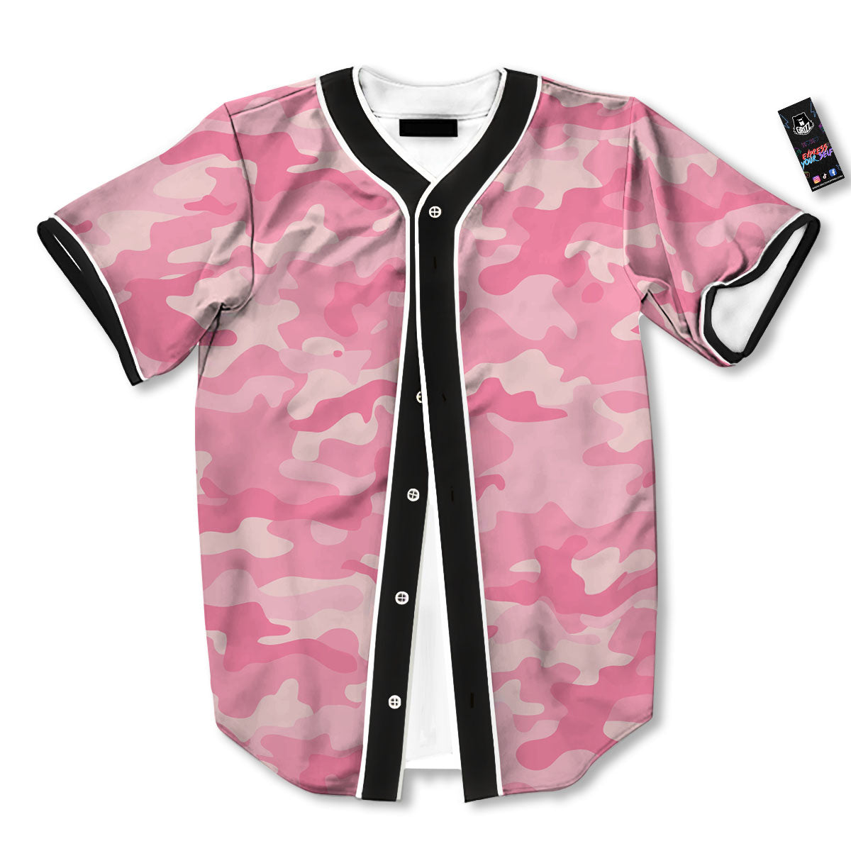 Digital Camo Pink Print Pattern Baseball Jersey-grizzshop