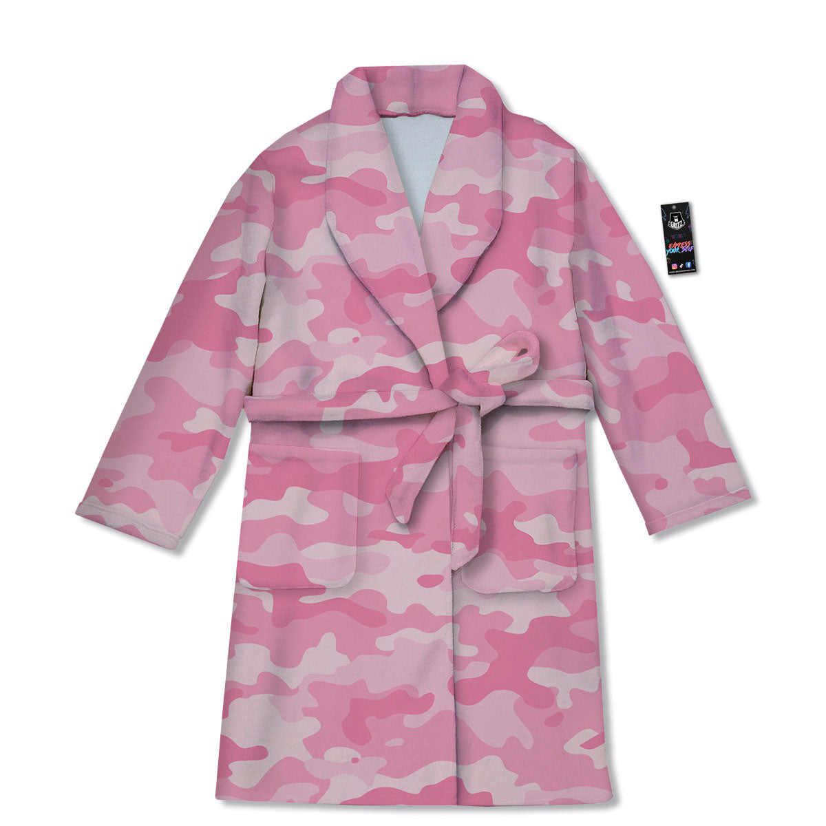 Digital Camo Pink Print Pattern Bathrobe-grizzshop