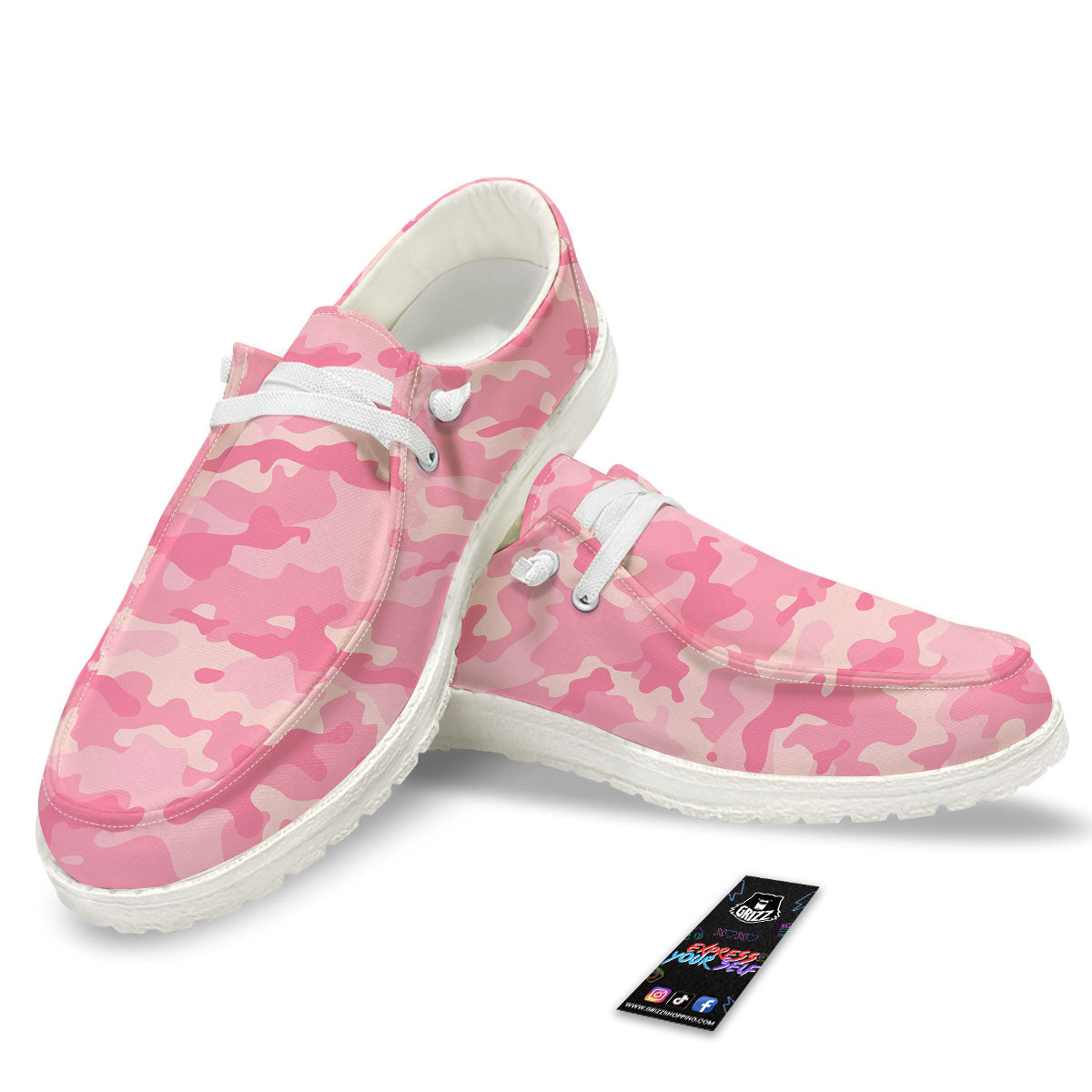 Digital Camo Pink Print Pattern Black Loafers-grizzshop