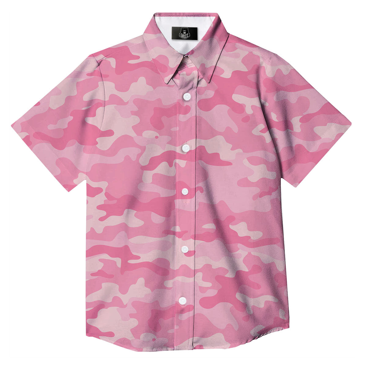 Digital Camo Pink Print Pattern Button Up Shirt-grizzshop