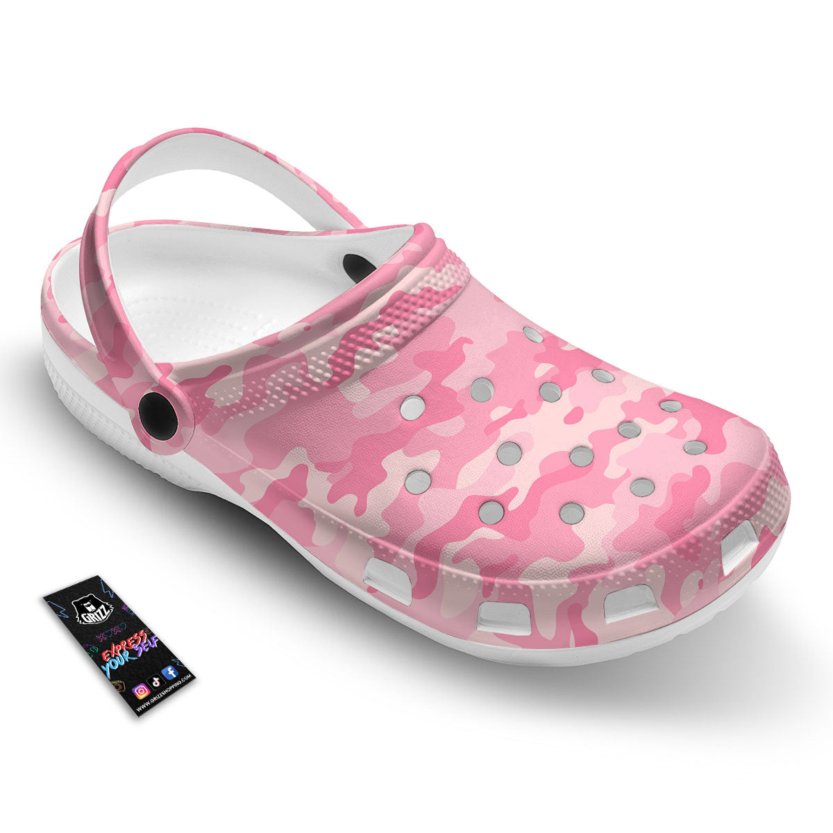 Digital Camo Pink Print Pattern Clog-grizzshop