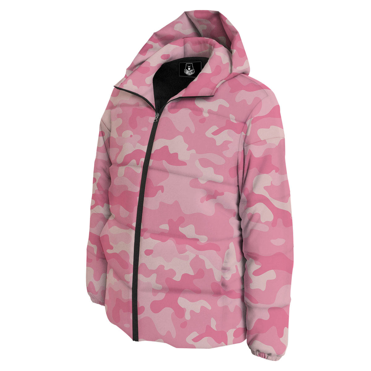 Digital Camo Pink Print Pattern Down Jacket-grizzshop