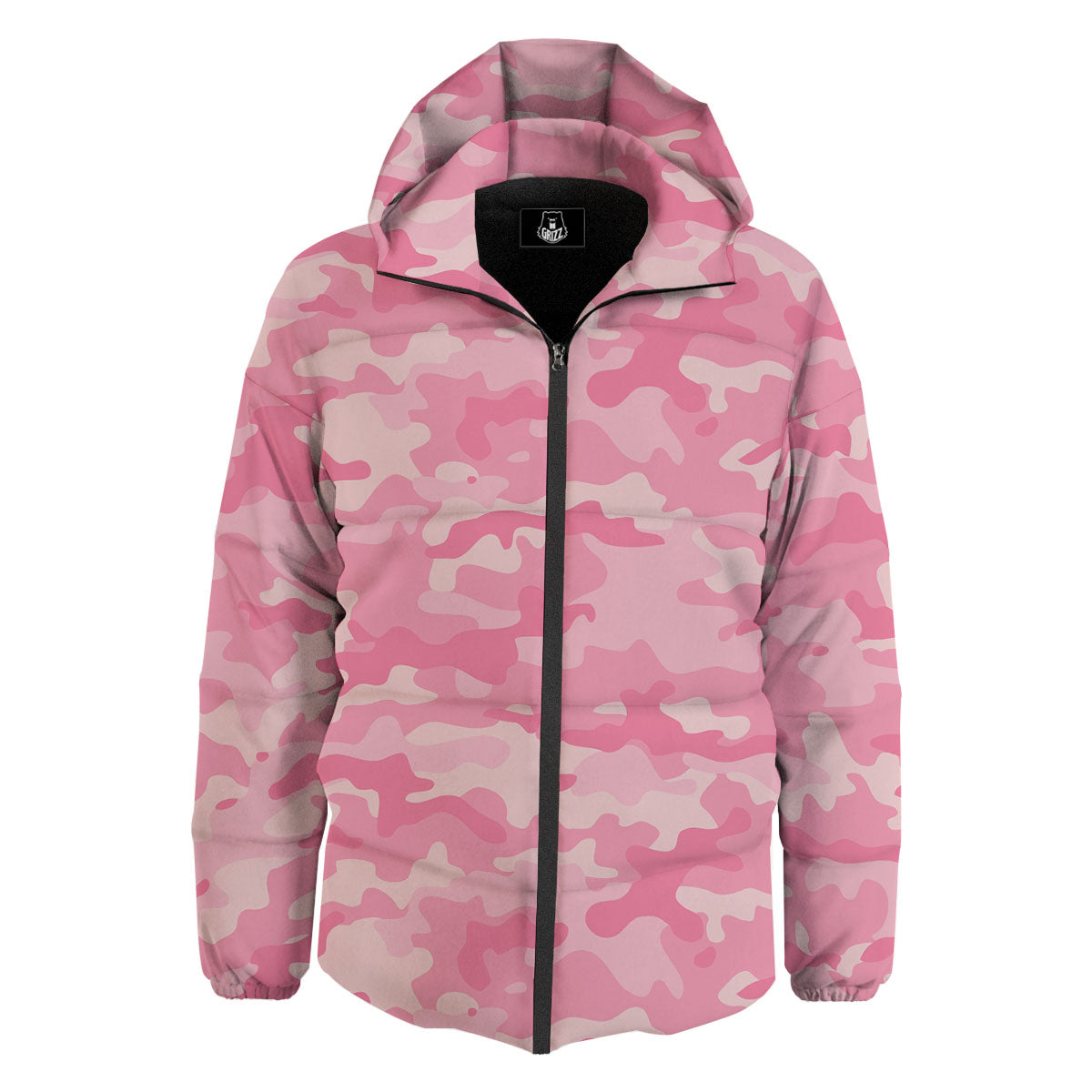 Digital Camo Pink Print Pattern Down Jacket-grizzshop