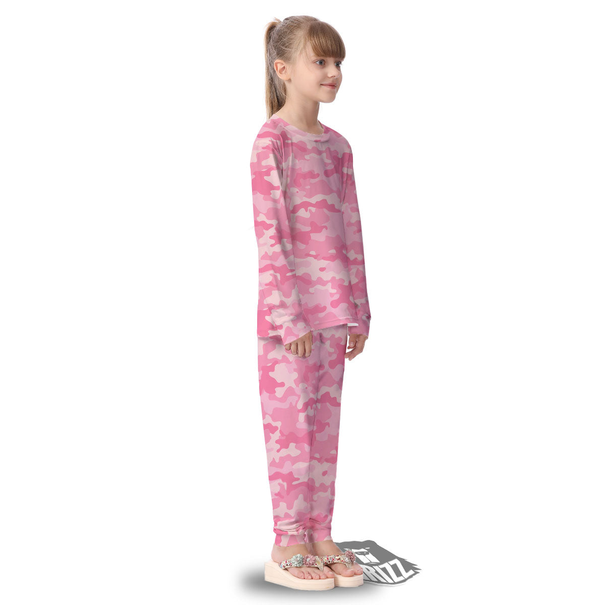 Digital Camo Pink Print Pattern Kid's Pajamas-grizzshop