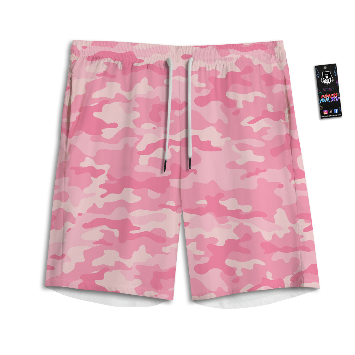 Digital Camo Pink Print Pattern Men's Athletic Shorts