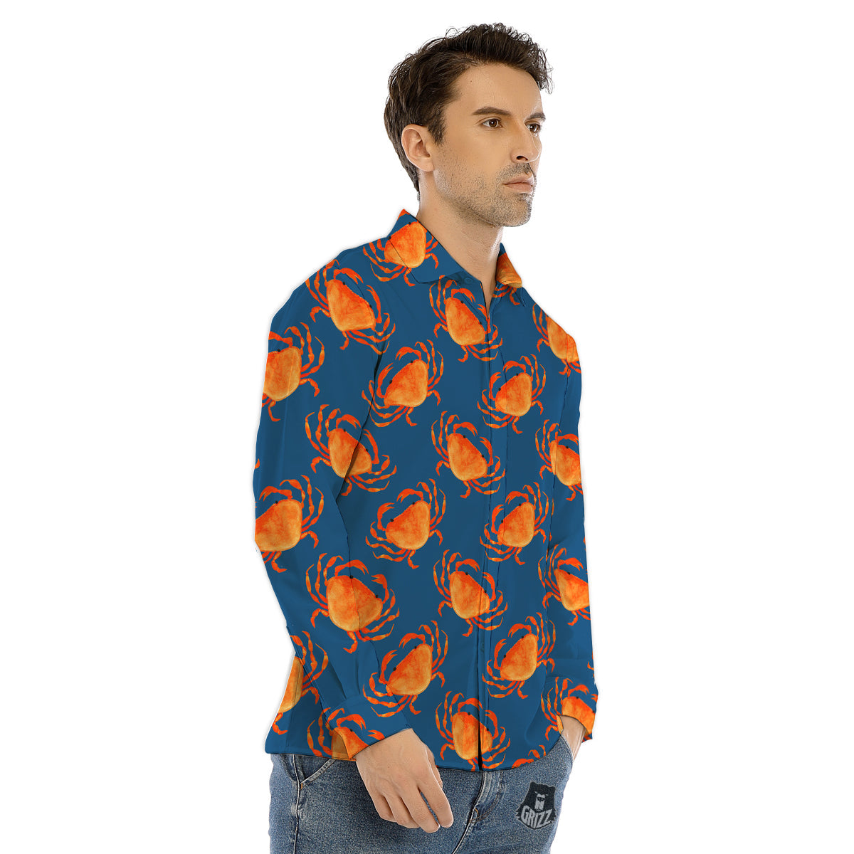 Digital Camo Pink Print Pattern Men's Dress Shirts-grizzshop