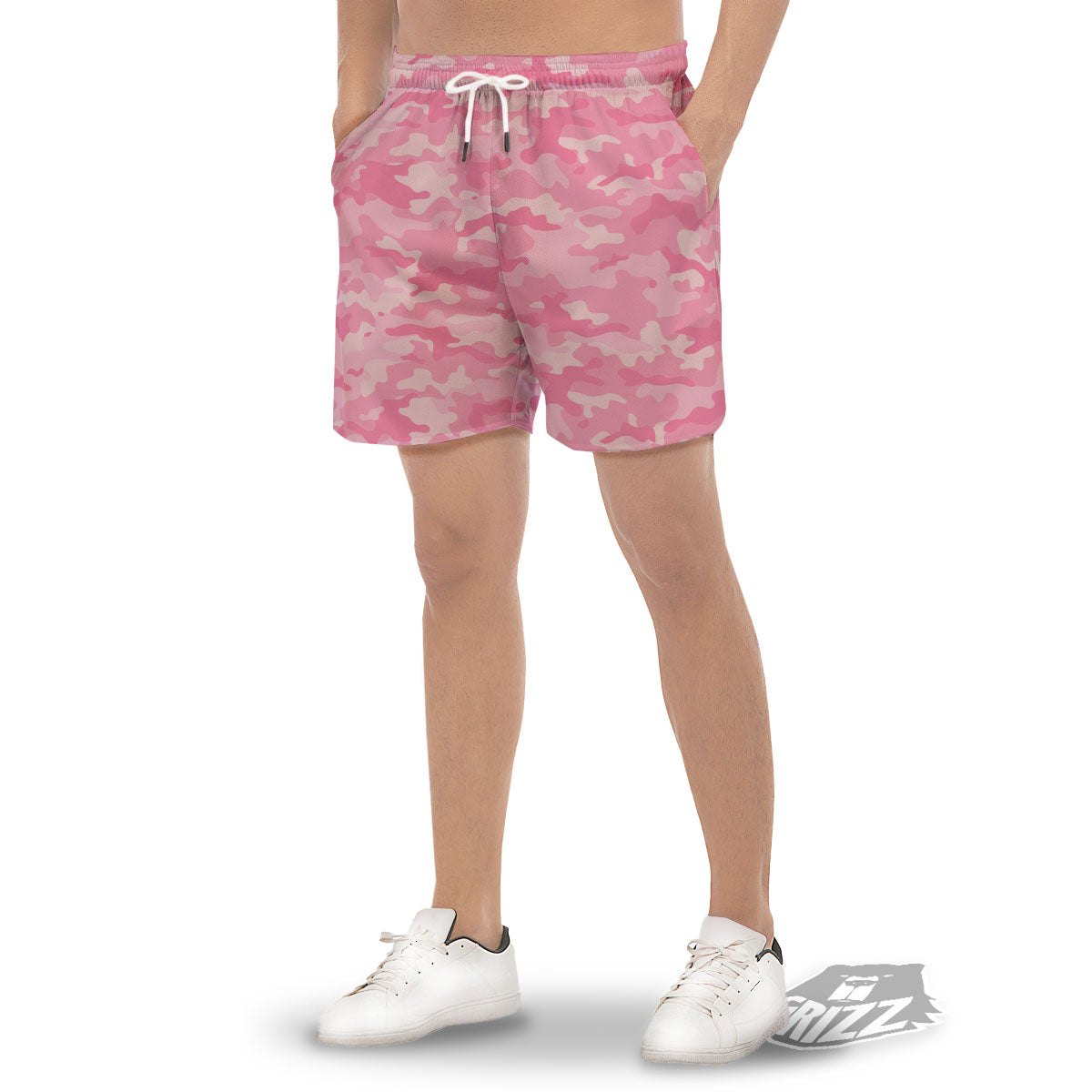 Digital Camo Pink Print Pattern Men's Gym Shorts-grizzshop