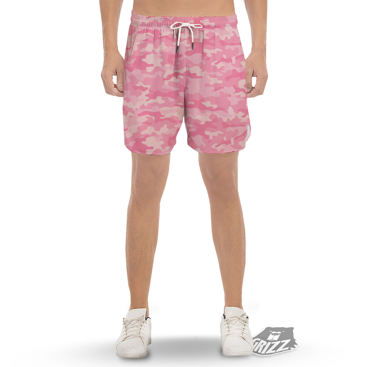 Digital Camo Pink Print Pattern Men's Gym Shorts-grizzshop