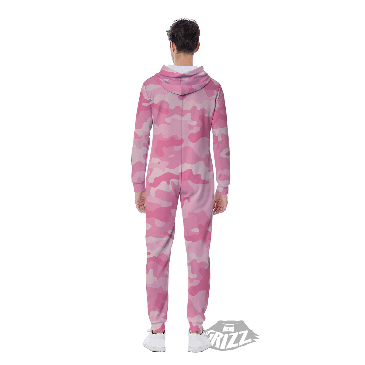 Digital Camo Pink Print Pattern Men's Jumpsuit-grizzshop