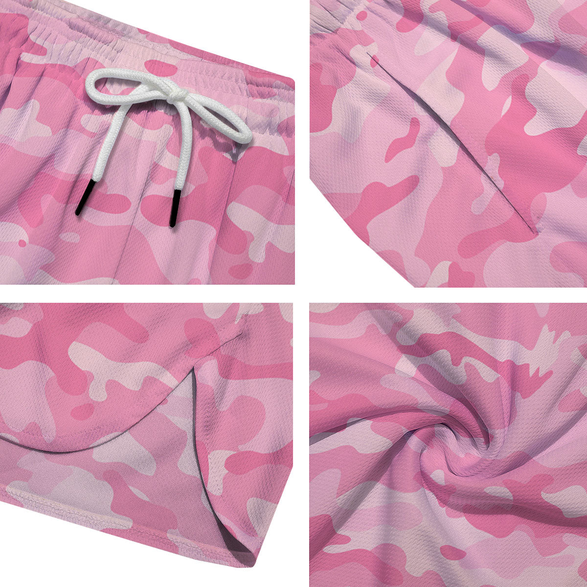 Digital Camo Pink Print Pattern Men's Running Shorts-grizzshop