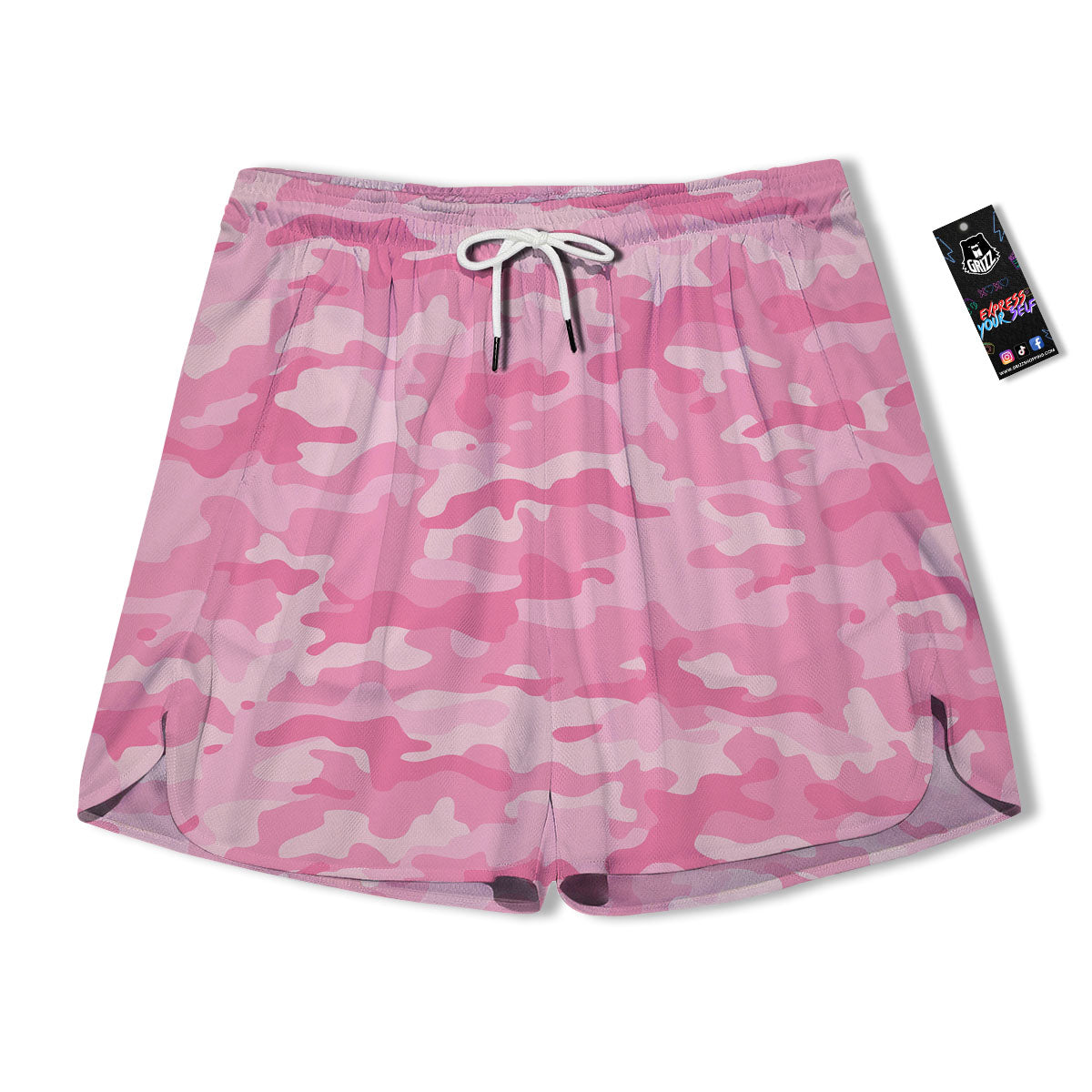 Digital Camo Pink Print Pattern Men's Running Shorts-grizzshop