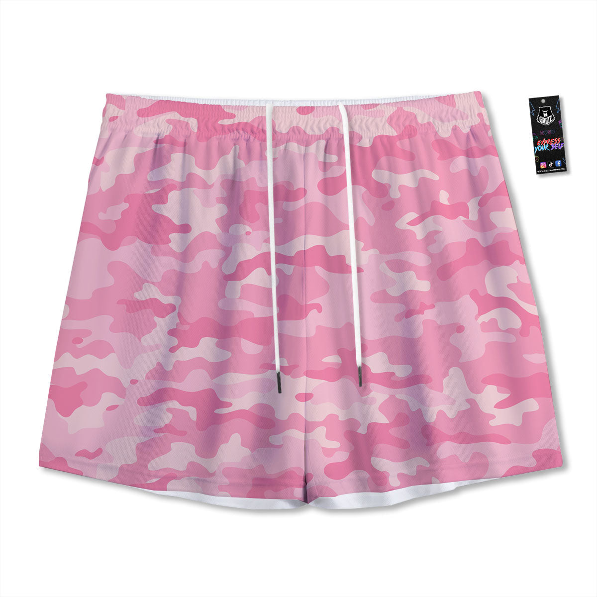 Digital Camo Pink Print Pattern Mesh Shorts