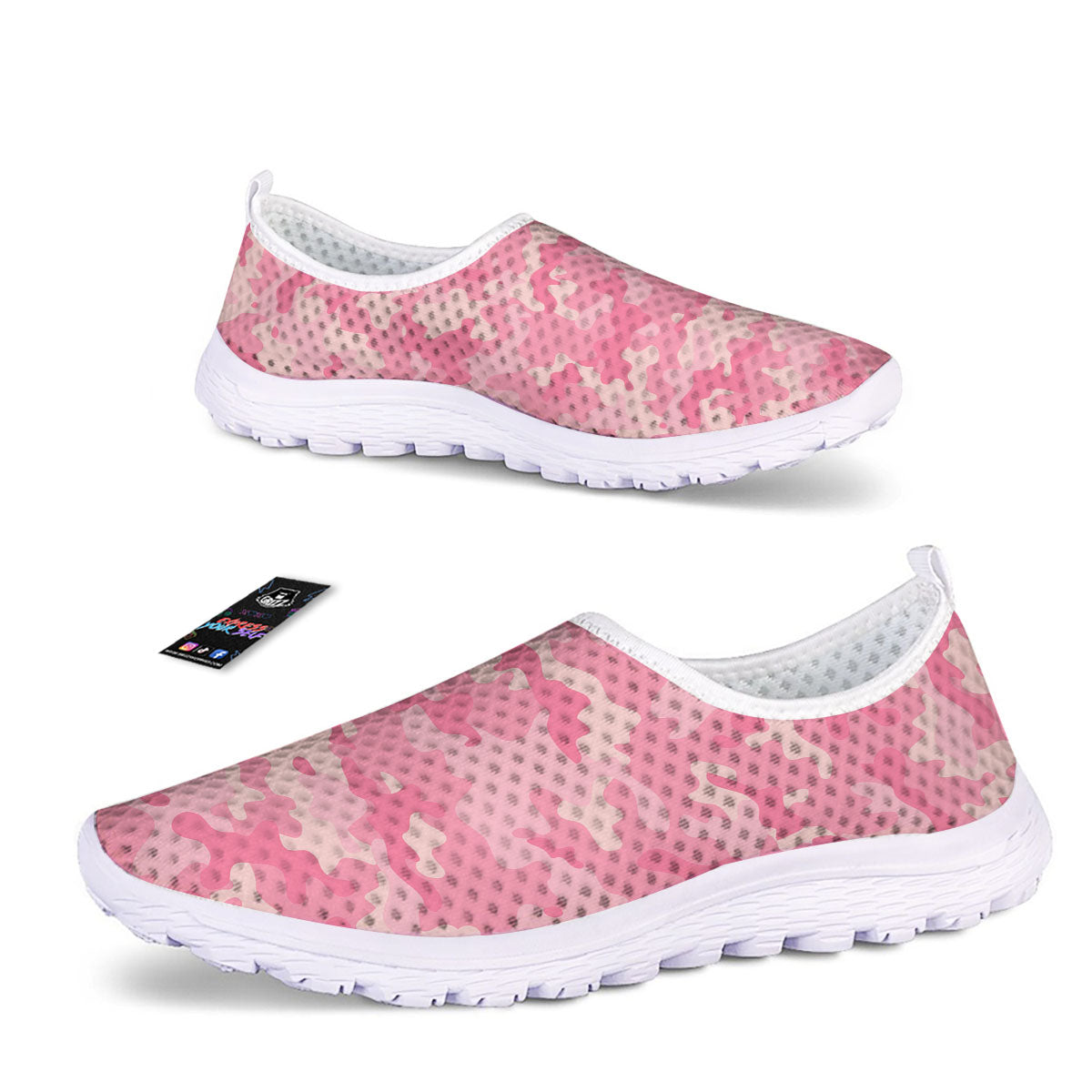 Digital Camo Pink Print Pattern Nurse Shoes-grizzshop