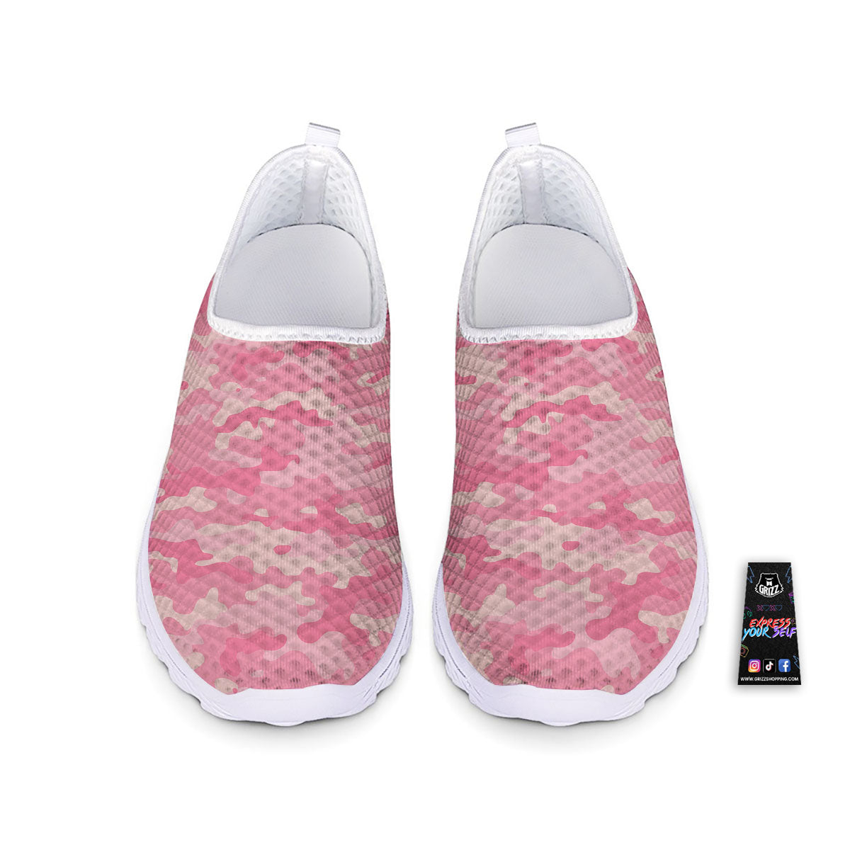 Digital Camo Pink Print Pattern Nurse Shoes-grizzshop