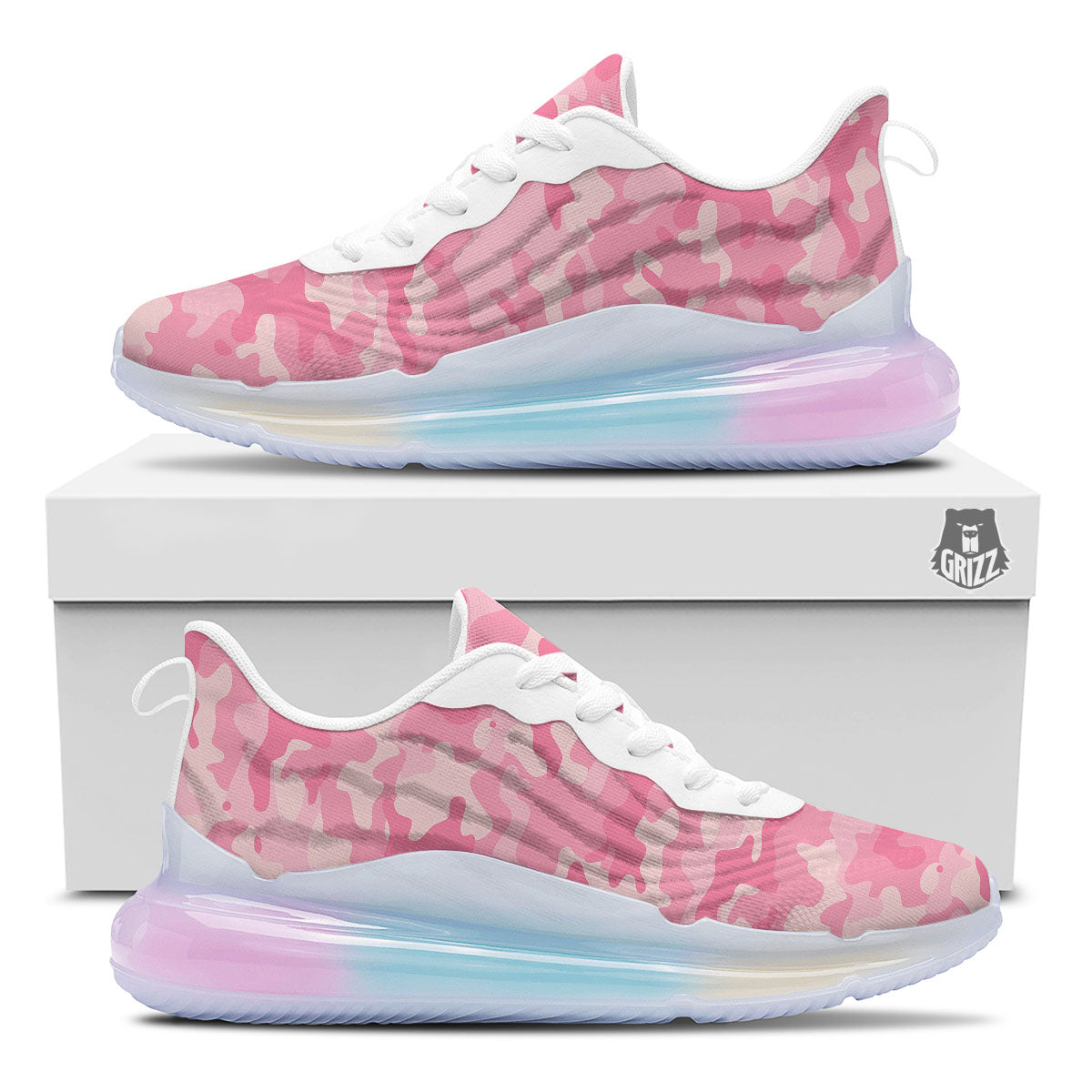 Digital Camo Pink Print Pattern Running Sneakers-grizzshop