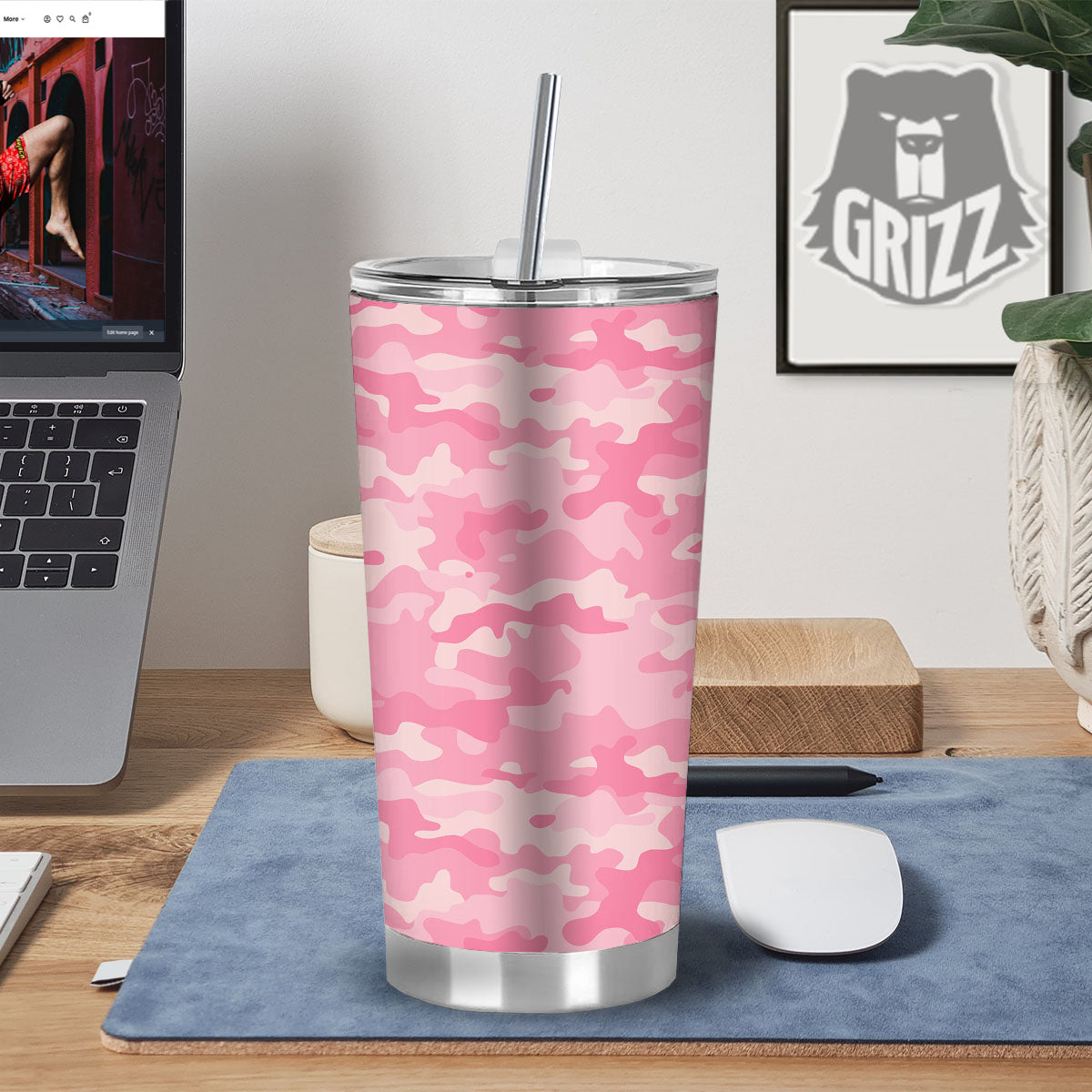 Digital Camo Pink Print Pattern Tumbler-grizzshop