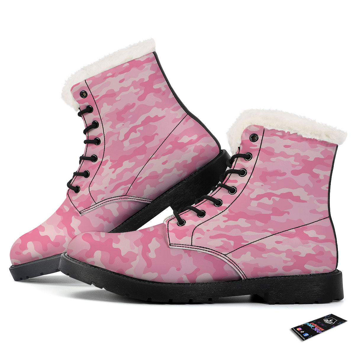 Digital Camo Pink Print Pattern Winter Boots-grizzshop