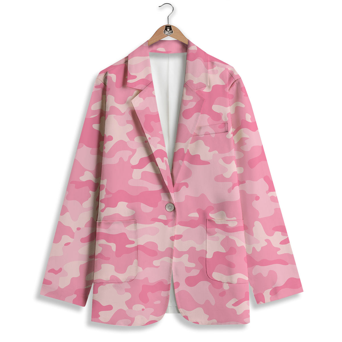 Digital Camo Pink Print Pattern Women's Blazer-grizzshop
