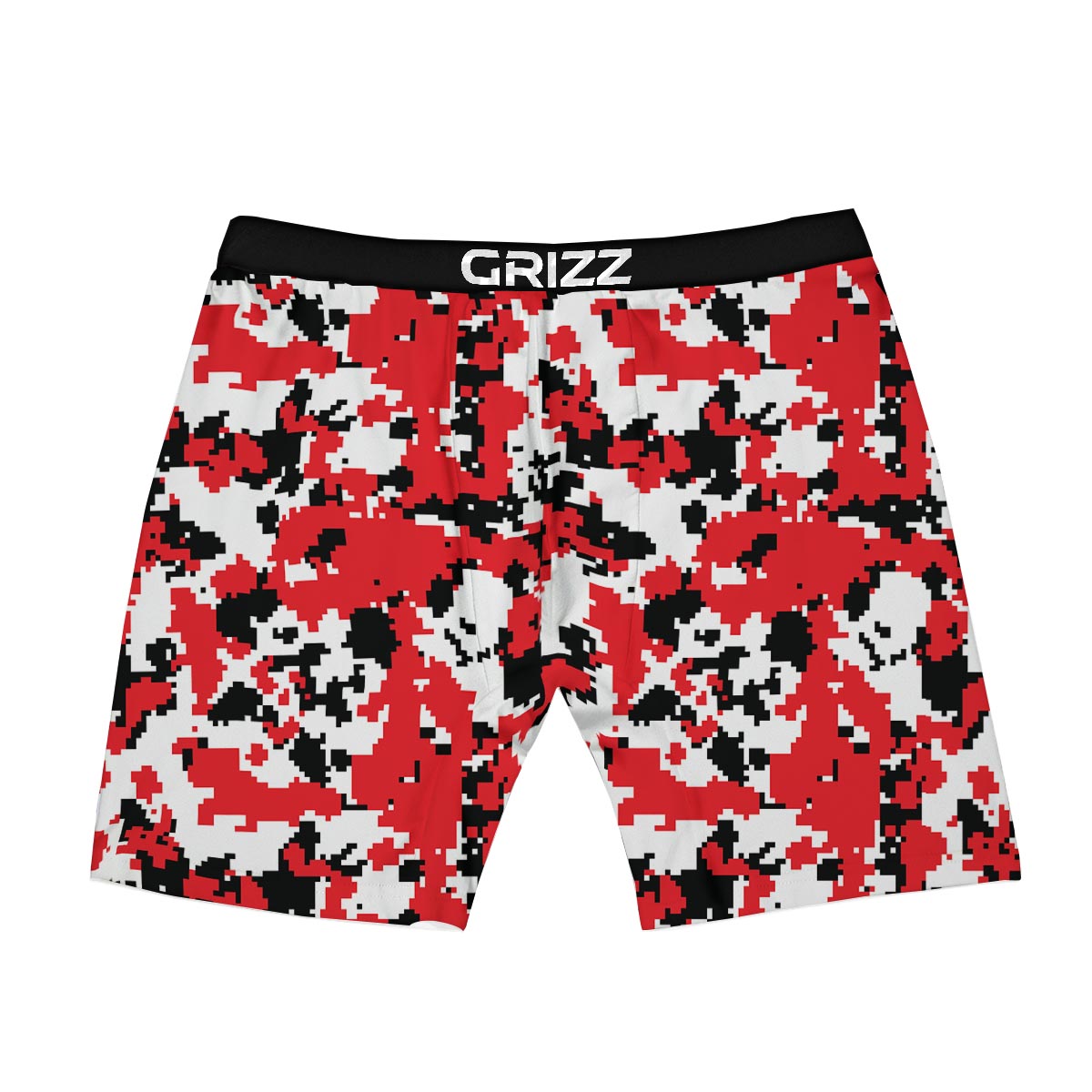 Digital Camo Red White And Black Print Pattern Boxer Briefs-grizzshop