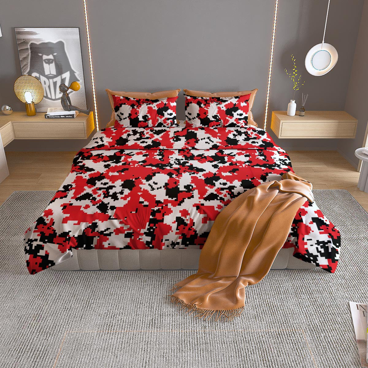 Crown Vintage Print Pattern Duvet Cover Bedding Set