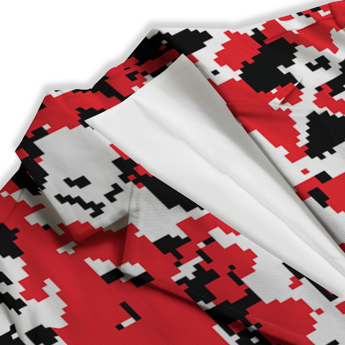 Digital Camo Red White And Black Print Pattern Women's Blazer-grizzshop