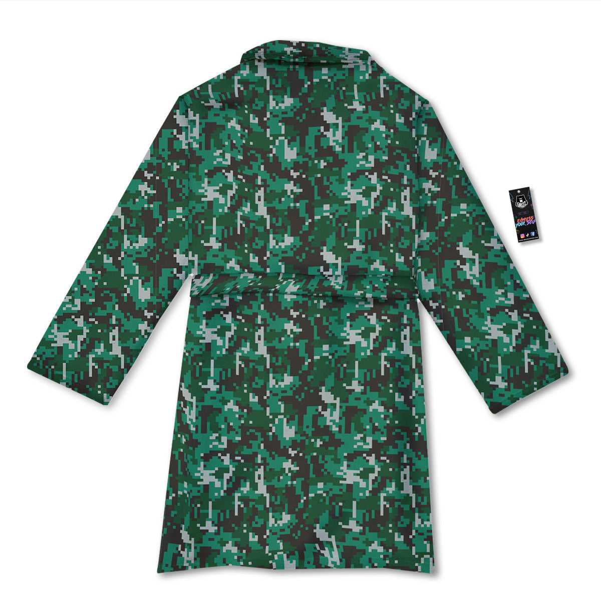 Digital Camo White And Green Print Bathrobe-grizzshop