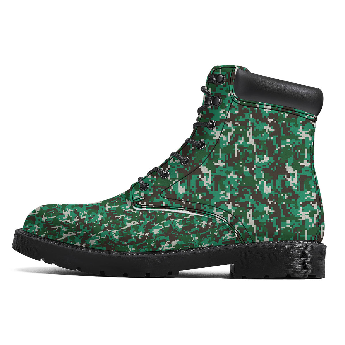 Digital Camo White And Green Print Boots-grizzshop