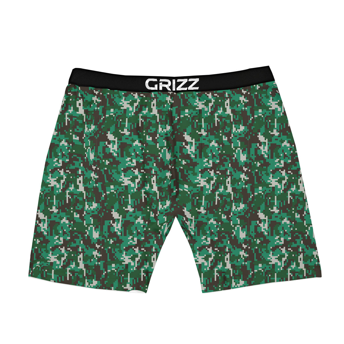 Digital Camo White And Green Print Boxer Briefs-grizzshop