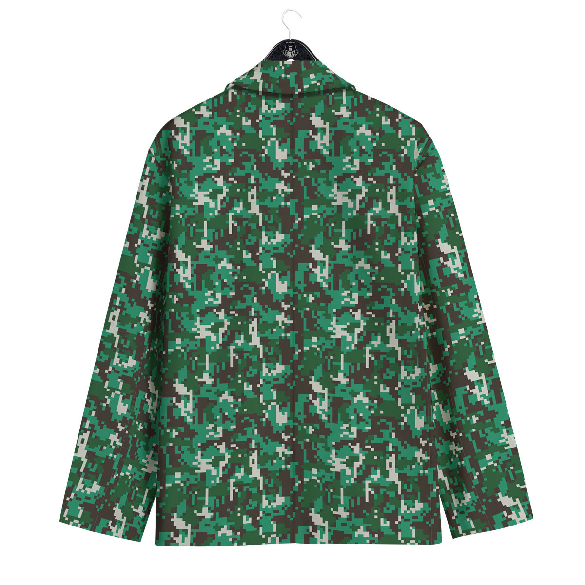 Digital Camo White And Green Print Men's Sport Coat-grizzshop