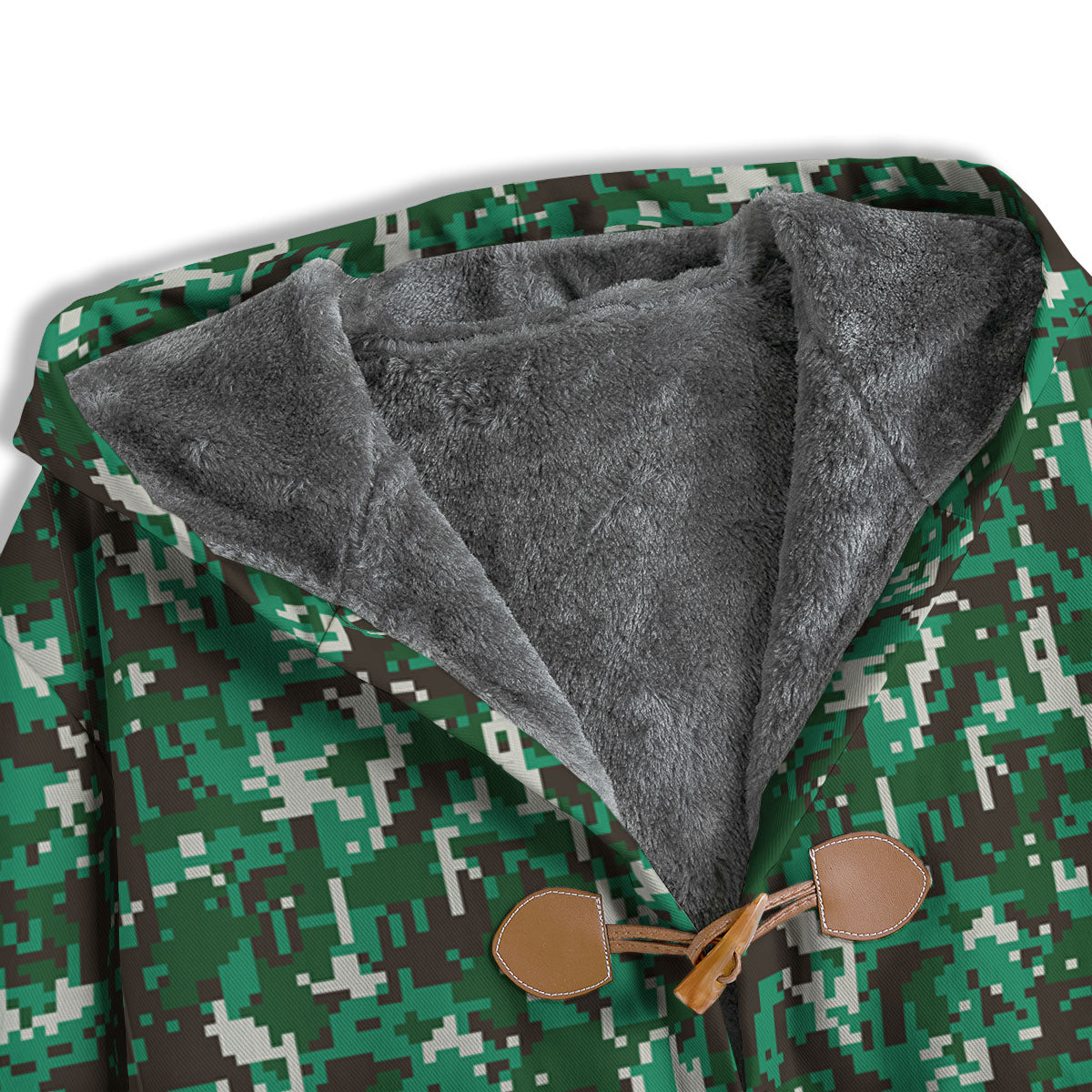 Digital Camo White And Green Print Men's Windbreaker Jacket-grizzshop