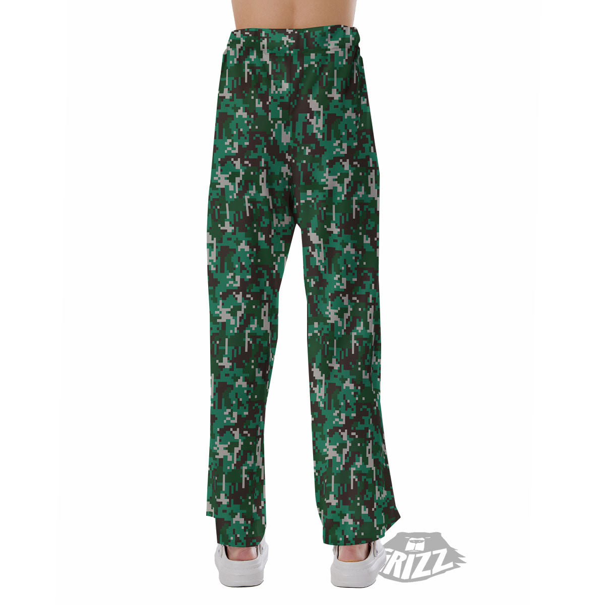 Digital Camo White And Green Print Pajama Pants-grizzshop