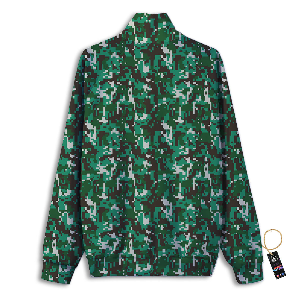 Digital Camo White And Green Print Track Jacket-grizzshop