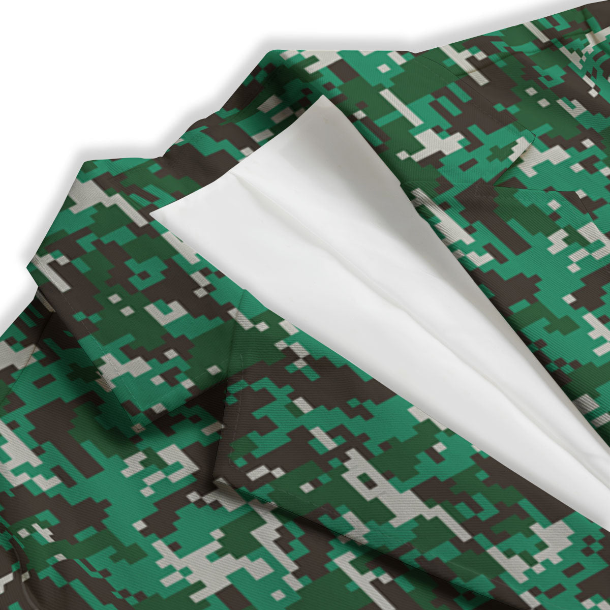 Digital Camo White And Green Print Women's Blazer-grizzshop