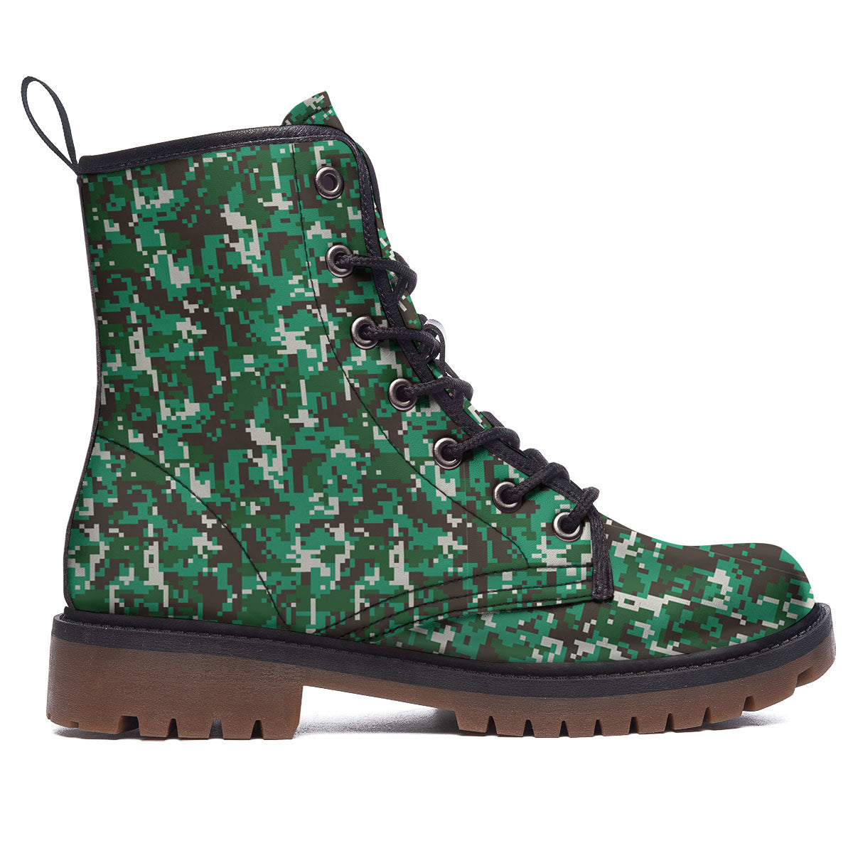 Digital Camo White And Green Print Work Boots-grizzshop