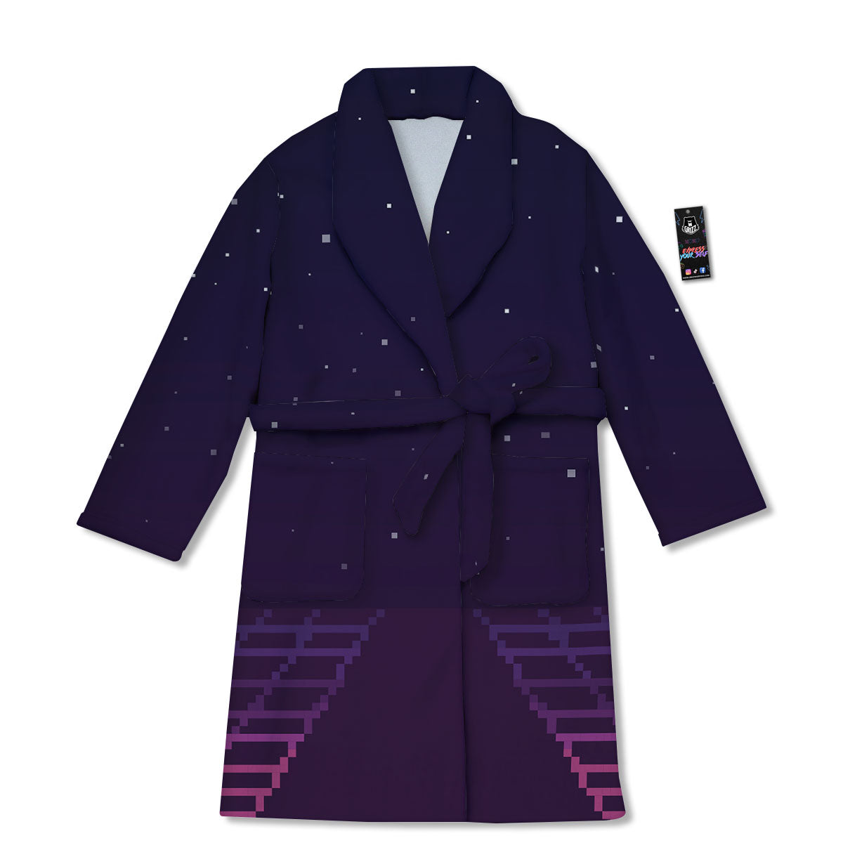 Digital Landscape 8-Bit Pixel Print Bathrobe-grizzshop