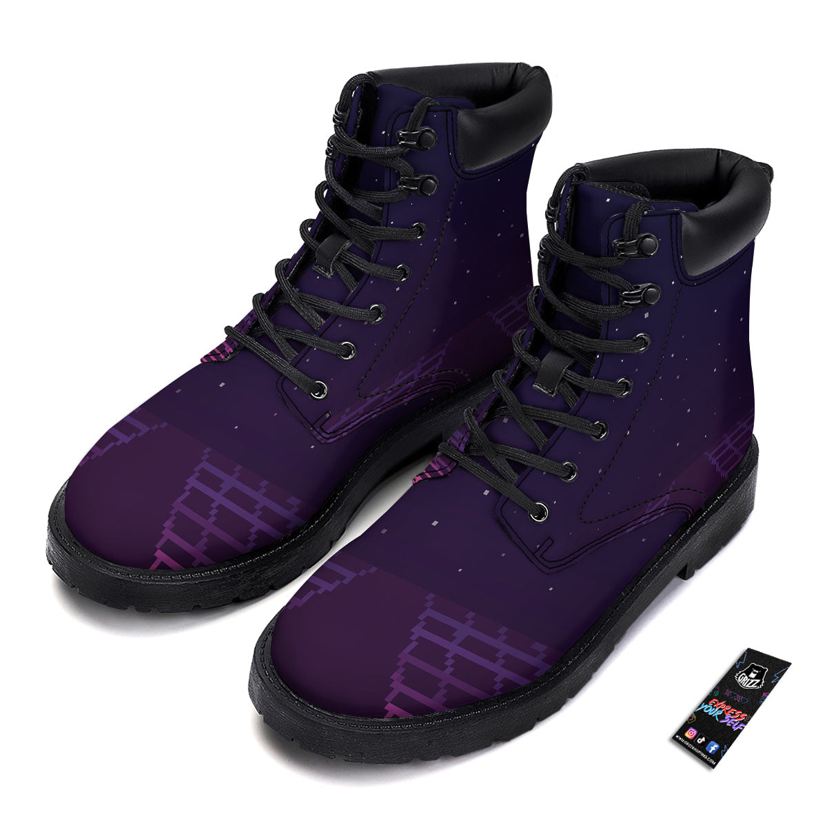 Digital Landscape 8-Bit Pixel Print Boots-grizzshop